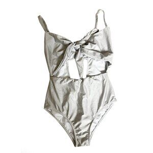 Gray swimsuit, one-piece swimsuit